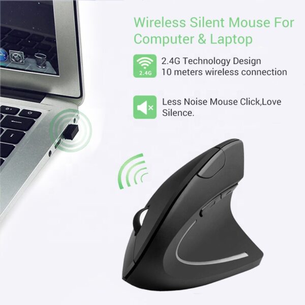 2.4G Wireless Right Handed Mouse Ergonomic Wireless Vertical Mouse 6 Buttons For Laptop Desktop